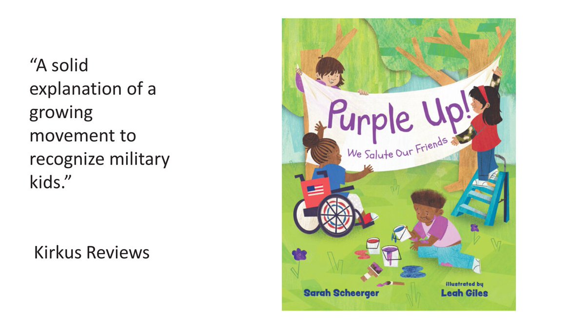 #Teachers #librarians Did you know that April is the Month of the Military Child? Have you heard of Purple Up! Day? It's a day to celebrate the contributions of military kids. How are YOU going to celebrate? If you need a picture book to read, check this out! @AlbertWhitman