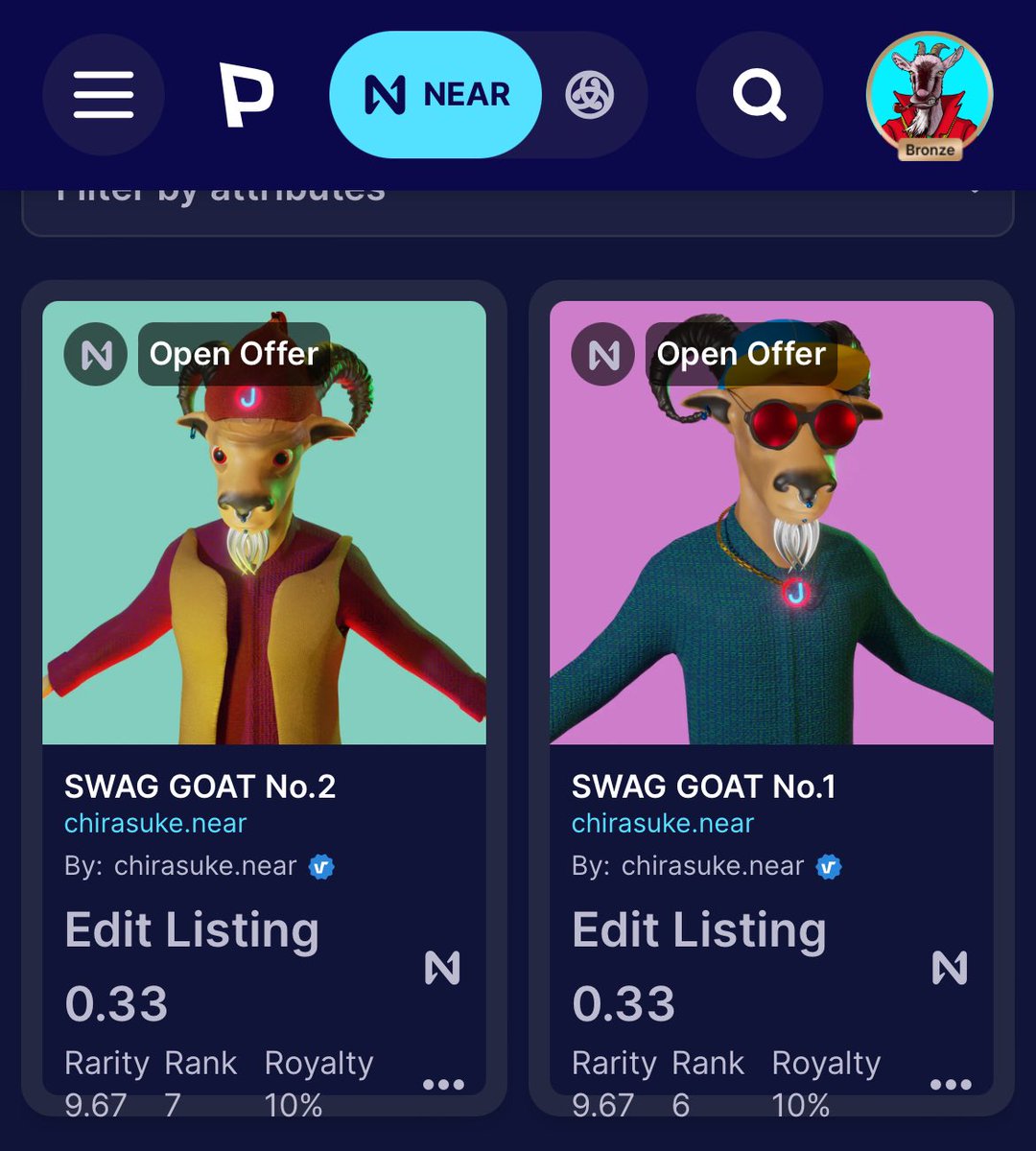 Checkout SWAG GOAT No.1 and SWAG GOAT No.2 from collection Goat Republic on <a href="/ParasHQ/">Paras 🟩🟧</a>

#paras #cryptoart #digitalart #tradingcards

paras.id/token/x.paras.…

paras.id/token/x.paras.…