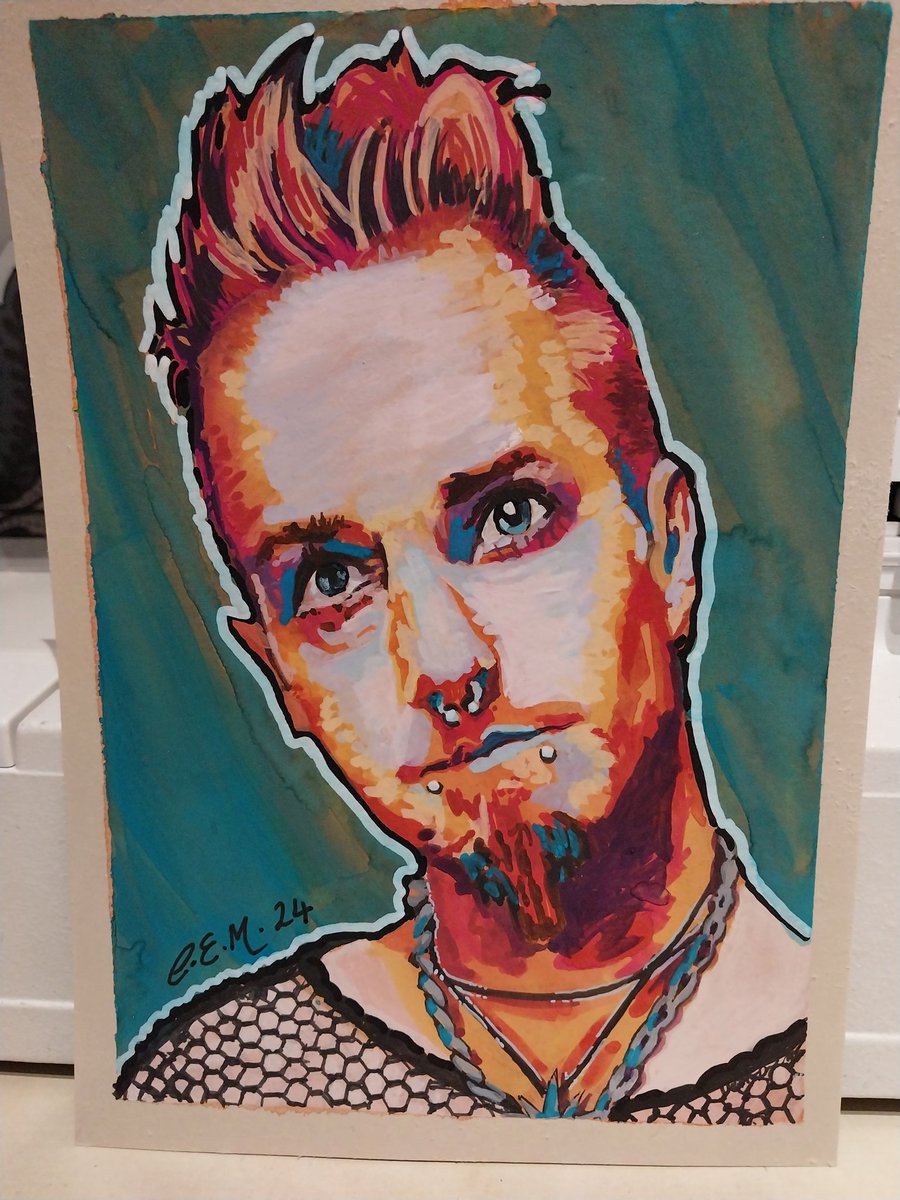 EvansMchugh's tweet photo. C is for Coal Chamber in my A to Z of metal art challenge #coalchamber #metalmusic #portraitpainting https://t.co/qcNhj3ApTp