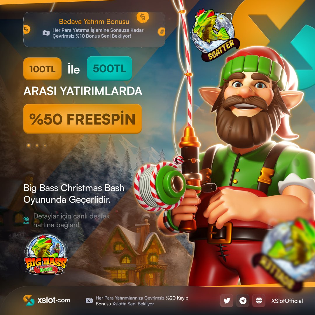 💯 100 TL ile 500 TL Arası Yatırımlarınızda %50 Free Spin ! 🐟Big Bass Christmas Bash oyununda sizi bekliyor!🐟 ⭐️Her Gün Freespin Fırsatını Kaçırma! 💯Giriş ➡️ cutt.ly/xslotcom #xslot #xslotgiris #casino