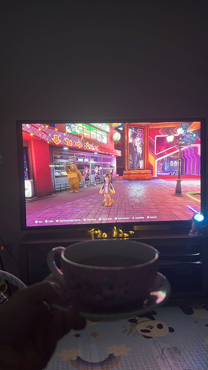 After an hour later putting the baby to sleep. He’s been teething lately 😔. Now I can drink my English tea (with milk always) 😝 and time to play some tekken 🎮