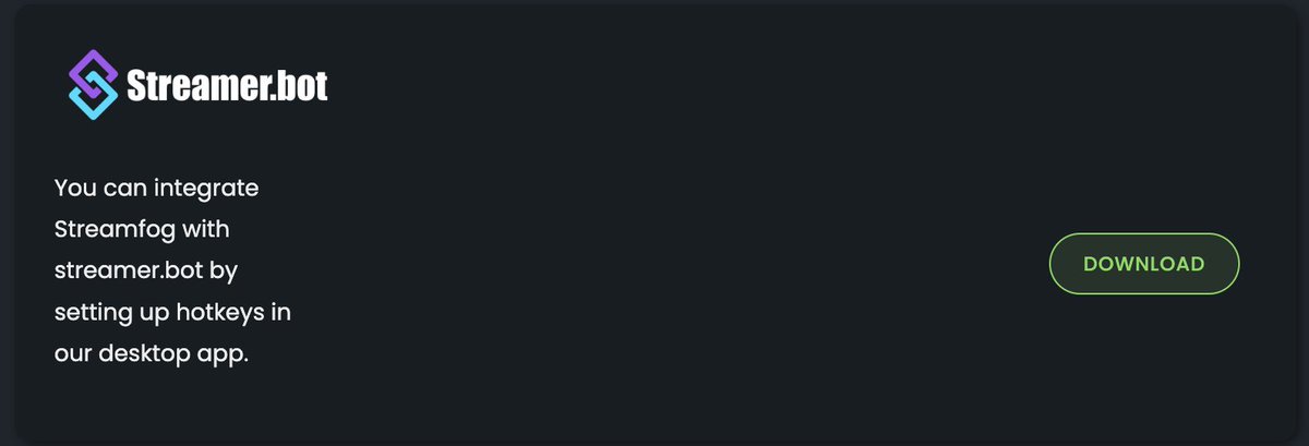 streamfog's tweet photo. One popular request was @streamerdotbot integration. We just released a small desktop app that allows streamers to assign hotkeys like Snap Camera does. 

Want your viewers to trigger an AR effect with channel points? The stage is yours!
https://t.co/I0hAwEVCFT https://t.co/vH4TjNA0mi