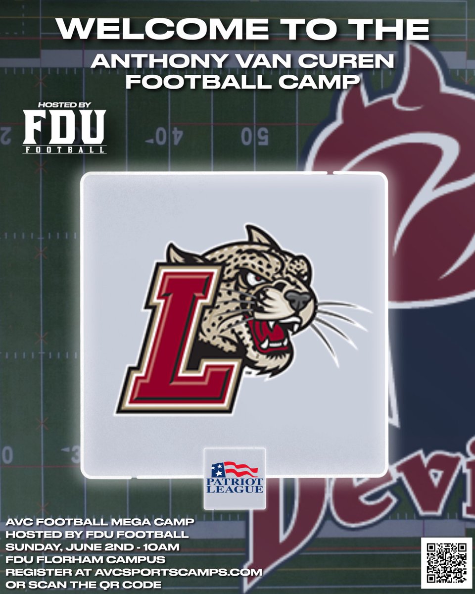 Welcome back to camp- @LafColFootball and their staff for their 2nd year at our camp on @FDUDevils campus. 🏈 AVC Football Camp 📍 FDU- Florham Campus 🗓 Sunday, June 2nd Register: 🔗avcsportscamps.com 🔱🔥🤘 @FDUFootball