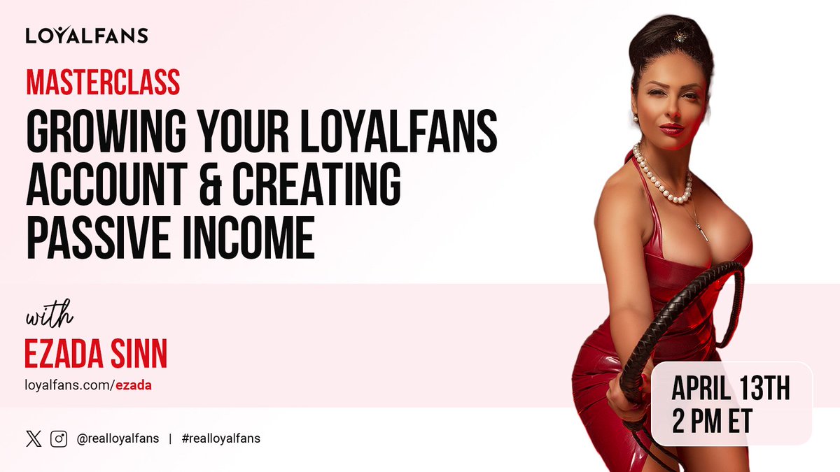 🌟 Fellow content creators on @realloyalfans! 🌟 Join me this Saturday, April 13th at 2pm ET for an epic Masterclass: 'Growing Your Loyalfans Account and Creating Passive Income'! 🚀✨ 🔥 Get ready to: - Unleash the secrets to skyrocketing your Loyalfans profile 💪 - Discover