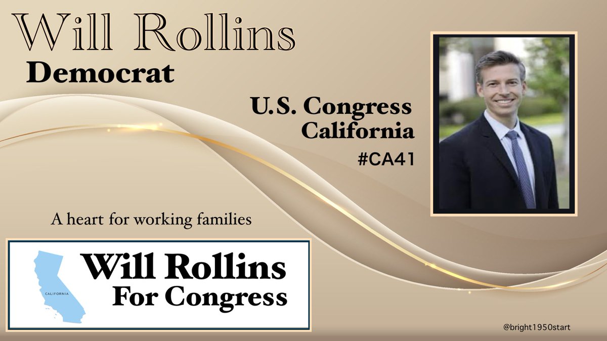 Will Rollins is running for Congress to defend democracy against corruption. @WillRollinsCA is a Federal prosecutor who has worked on counterintelligence & counterterrorism. in CA. #CA41 willrollinsforcongress.com #DemVoice1 #LiveBlue #ResistanceUnited #OneVoice