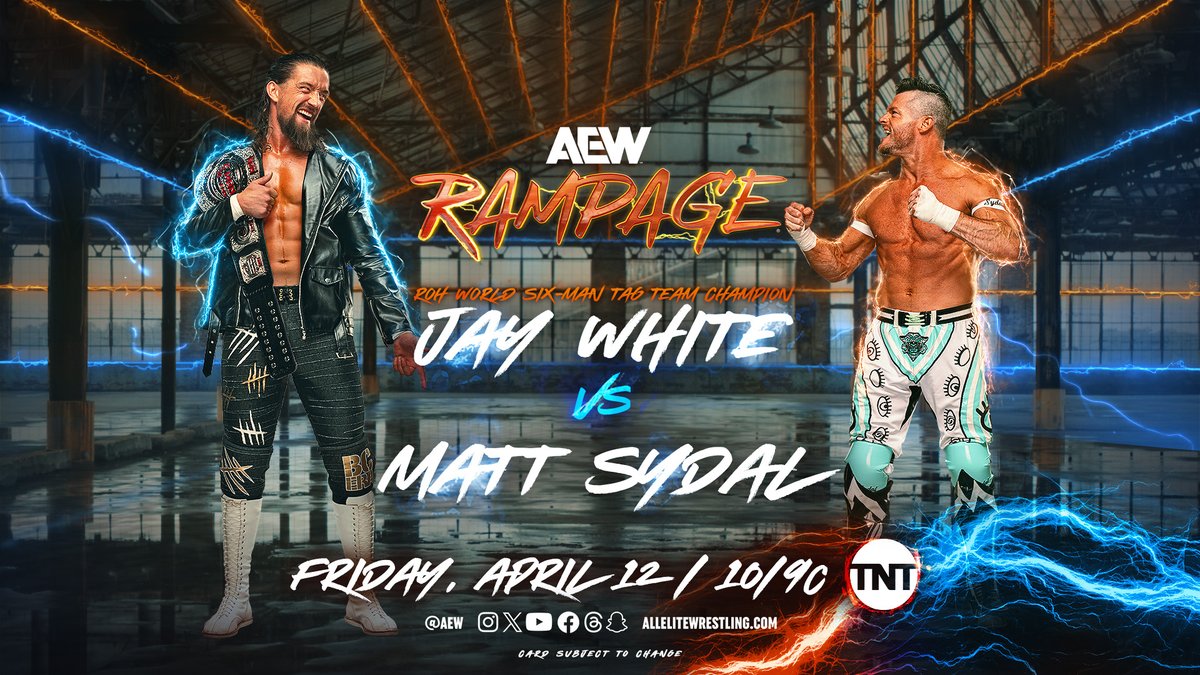 Jay White returns to Friday nights as he battles Matt Sydal tomorrow night on #AEWRampage! Don't miss the fastest hour in wrestling, TOMORROW at 10/9c on TNT