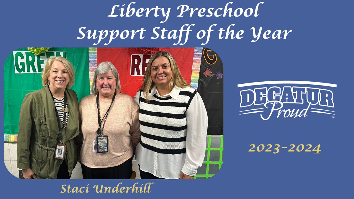 MSDDecaturHR (@msddecaturhr) on Twitter photo Congratulations to Liberty Preschool Support Staff of the Year Staci Underhill. Thank you for all that you do! We are #decaturproud of you!
<a href="/hawks_liberty/">Liberty_Hawks</a>
<a href="/Steph_Hofer/">Dr. Stephanie Hofer</a>
<a href="/MSDDecatur/">MSD Decatur</a> Congratulations to Liberty Preschool Support Staff of the Year Staci Underhill. Thank you for all that you do! We are #decaturproud of you!
<a href="/hawks_liberty/">Liberty_Hawks</a>
<a href="/Steph_Hofer/">Dr. Stephanie Hofer</a>
<a href="/MSDDecatur/">MSD Decatur</a>