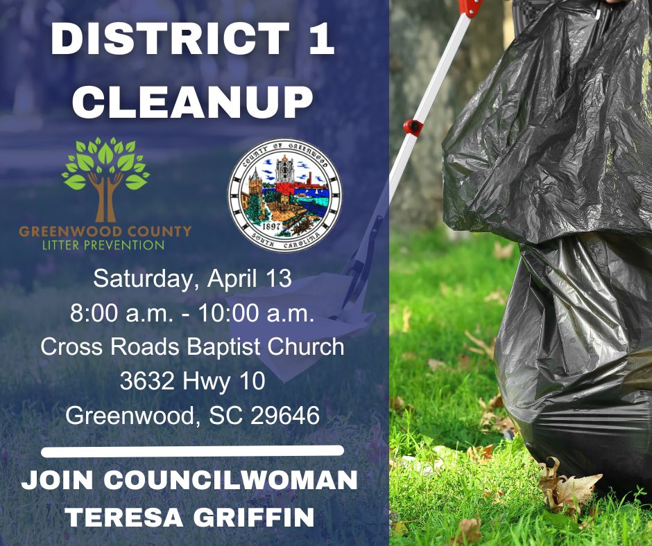Our Earth Month cleanups continue. Join District 1 Councilwoman Teresa Griffin this Saturday at Cross Roads Baptist Church (3632 Hwy 10) for a community cleanup from 8:00 a.m. - 10:00 a.m.
