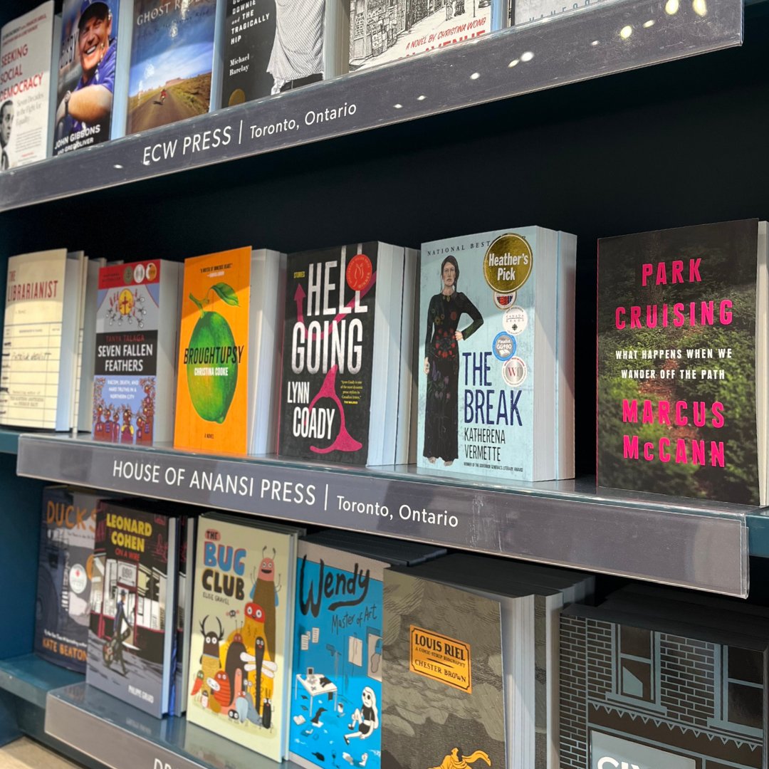 Spotted at #Indigo!👀 We’re excited to see @chaptersindigo showing independent Canadian publishers some love with this cross-country store display. Ahead of #CanadaBookDay on April 23, browse these shelves to find bestselling #CanCon from @houseofanansi and more indie publishers!