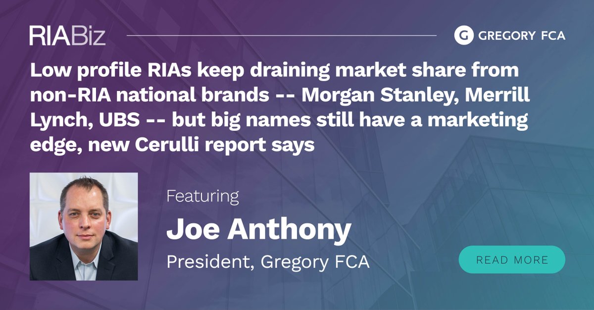 .@cerulli_assoc recent report states 39% of individuals want 'large national' brands - even with RIAs set to gain four percentage points of market share on wirehouses by 2027. President @joeanthony sat down with @lisshidler and @RIABiz to offer insights. bit.ly/3VVUFh0