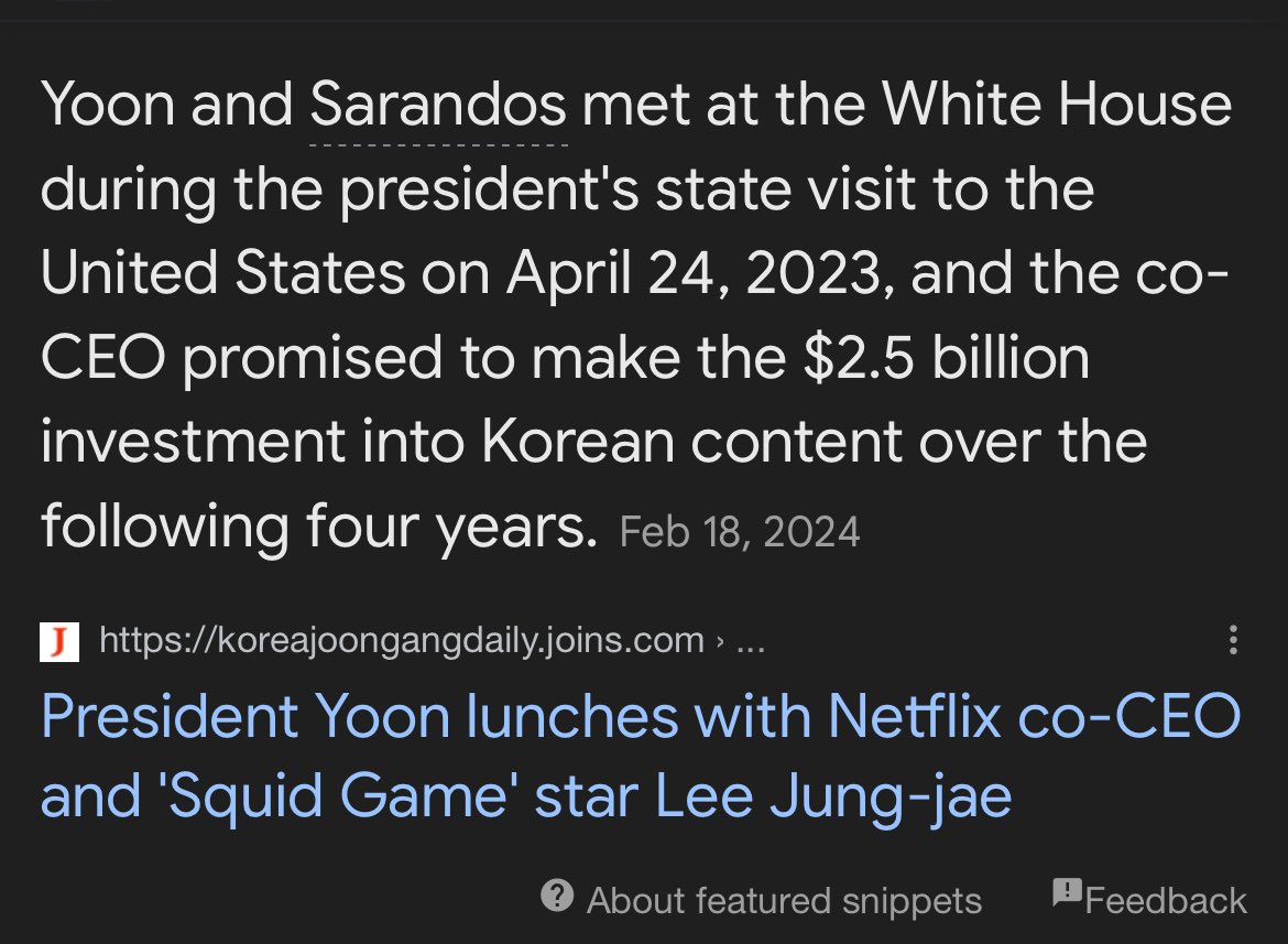 I was just thinking this AM how we don’t talk nearly enough about the Yoon-Netflix billion $$$ content production agreement made at the White House summit earlier this year and all the implications this has…