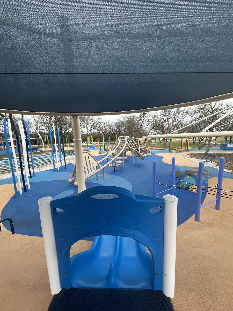 Our parks are award winning!🏅 This all-abilities playground located at SE Metro, which is built to support the cognitive, physical, sensory, auditory, and visual needs of all children, recently won a Park Design Excellence Award from the Texas Recreation & Parks Society. 🌟 1/3