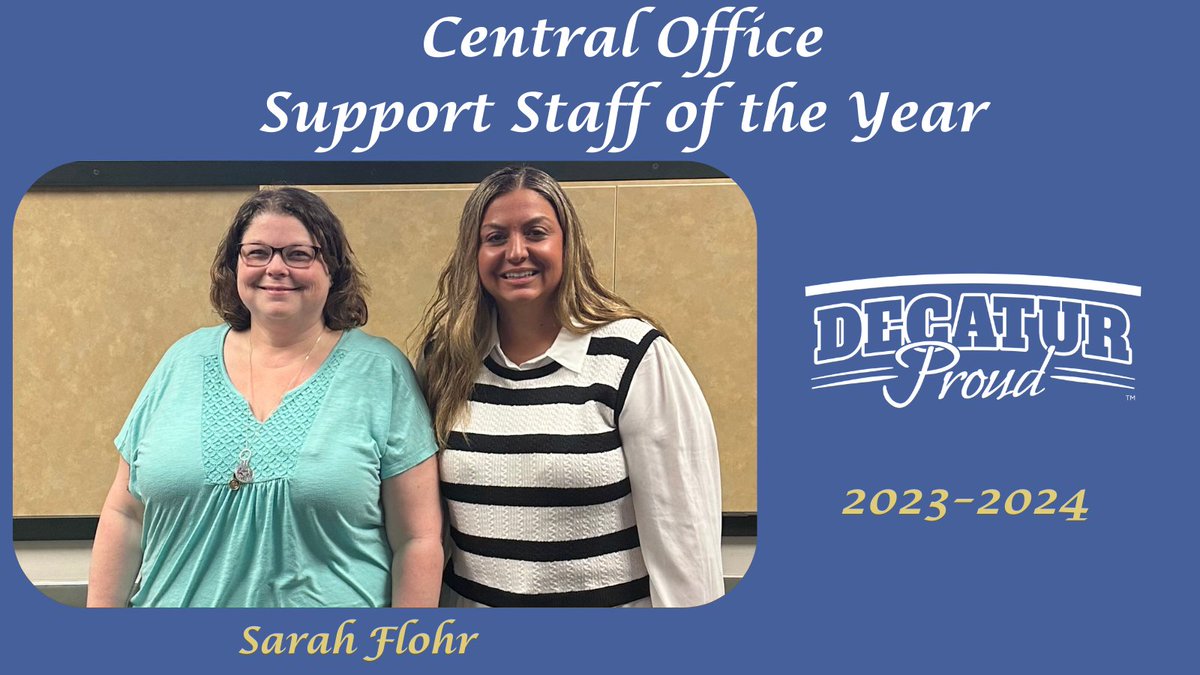 MSDDecaturHR (@msddecaturhr) on Twitter photo Congratulations to Central Office Support Staff of the Year Sarah Flohr. Thank you for all that you do! We are #decaturproud of you!
<a href="/Steph_Hofer/">Dr. Stephanie Hofer</a>
<a href="/MSDDecatur/">MSD Decatur</a> Congratulations to Central Office Support Staff of the Year Sarah Flohr. Thank you for all that you do! We are #decaturproud of you!
<a href="/Steph_Hofer/">Dr. Stephanie Hofer</a>
<a href="/MSDDecatur/">MSD Decatur</a>