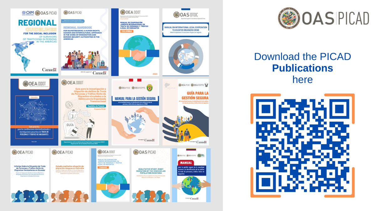 #PICAD_OAS produced 14 publications aimed at strengthening prevention and investigation strategies of trafficking and smuggling of migrants, as well as the inclusion and protection of victims and survivors.