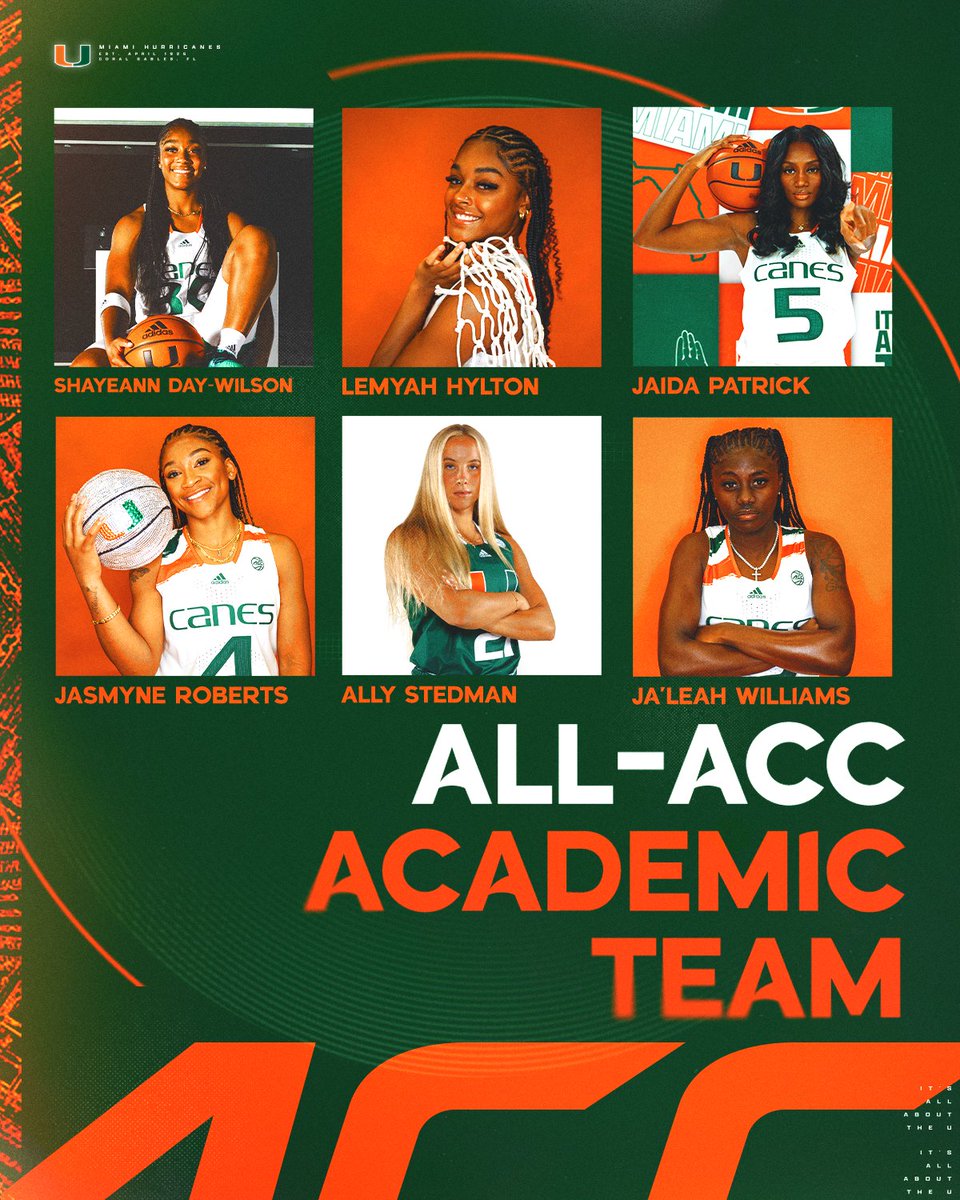 All-Academic Canes 📚 Six All-@accwbb Academic honorees sets a program record 🙌