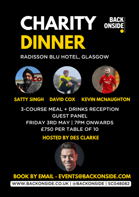 We are delighted to announce our latest guest joining our panel hosted by Des Clarke at @RadissonBlu Glasgow is former @AberdeenFC, @CardiffCityFC & more footballer @KevMcnaughton For tickets please email events@backonside.com