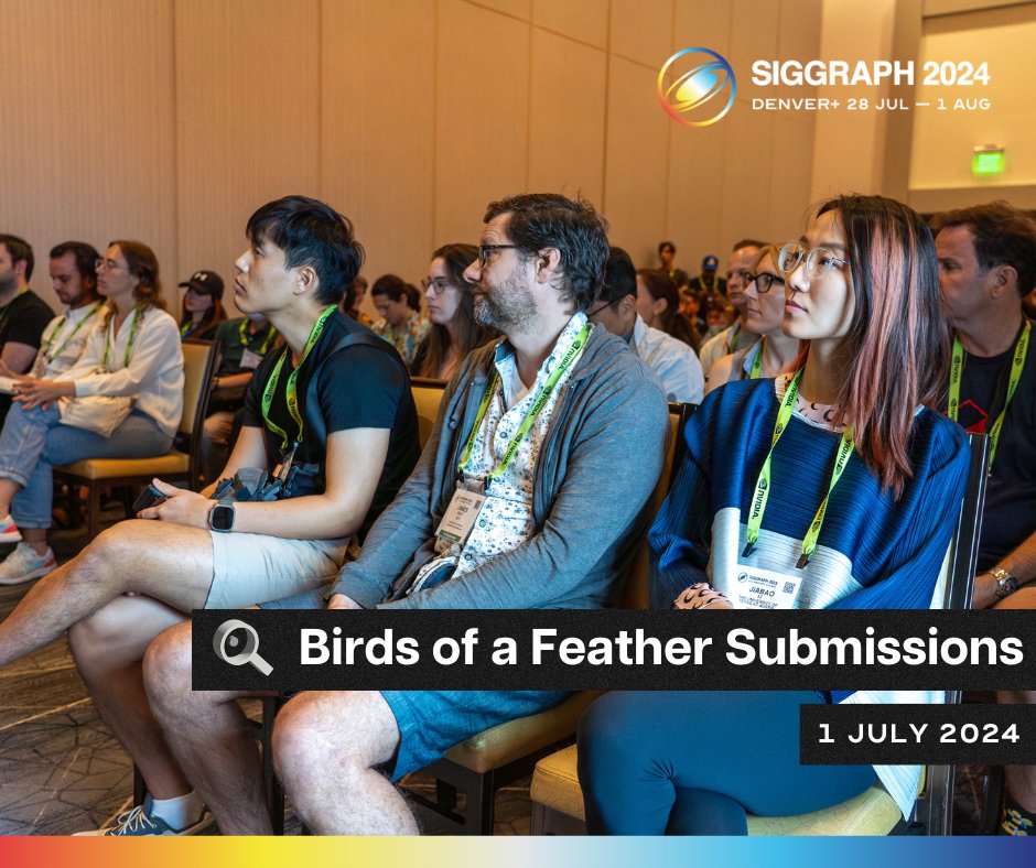 Join the 'flock' to Denver this July for #SIGGRAPH2024 🦅 A Birds of a Feather meeting is a casual atmosphere for attendees to meet, exchange ideas, and share information on all things #CG. Lead a discussion by submitting your idea before 1 July! s2024.siggraph.org/program/birds-…