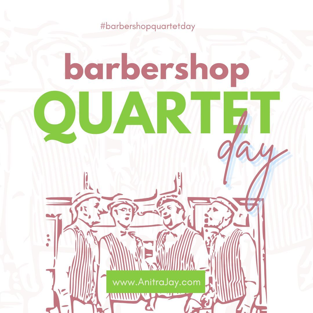 Anitra Jay (@anitra_jay) on Twitter photo "Barbershop quartet" originates from men gathering in barbershops to socialize and sing. This led to the style of close harmony singing associated with barbershop music. The "quartet" part refers to the typical 4 vocals: lead, tenor, baritone, and bass. #barbershopquartetday "Barbershop quartet" originates from men gathering in barbershops to socialize and sing. This led to the style of close harmony singing associated with barbershop music. The "quartet" part refers to the typical 4 vocals: lead, tenor, baritone, and bass. #barbershopquartetday
