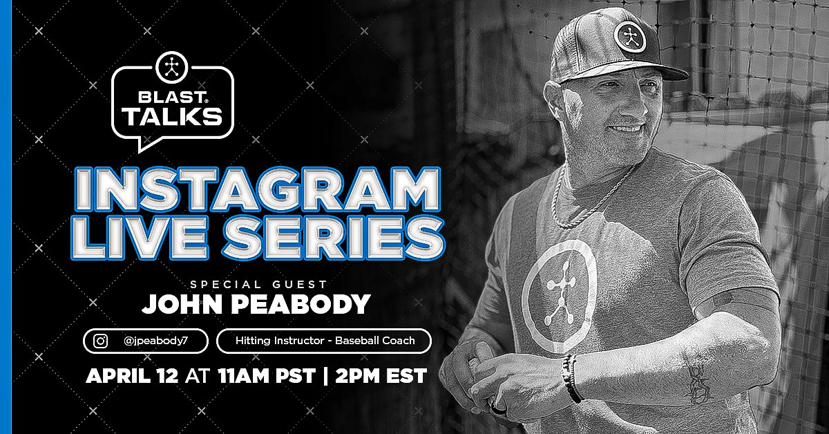 𝗜𝗻𝘀𝘁𝗮𝗴𝗿𝗮𝗺 𝗟𝗶𝘃𝗲 𝗦𝗲𝗿𝗶𝗲𝘀 - 𝗘𝗽𝗶𝘀𝗼𝗱𝗲 𝟱 with #TeamBlast ambassador, former pro & local hitting instructor, John Peabody (@peabodyhitdev)! Tune in on IG tomorrow to get your Blast metrics dialed: Early Connection, Bat Speed, and more. See you then! 🤩