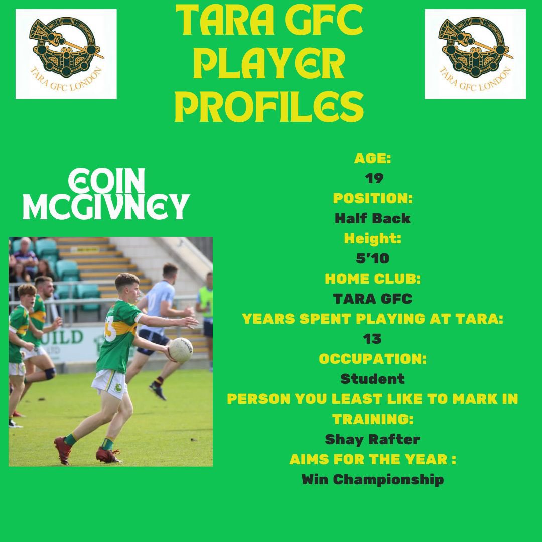 Meet The Tara Mens 2024 Team 💚💛 Starting with: Shay Rafter Like Morahan Kieran McStay Eoin McGivney