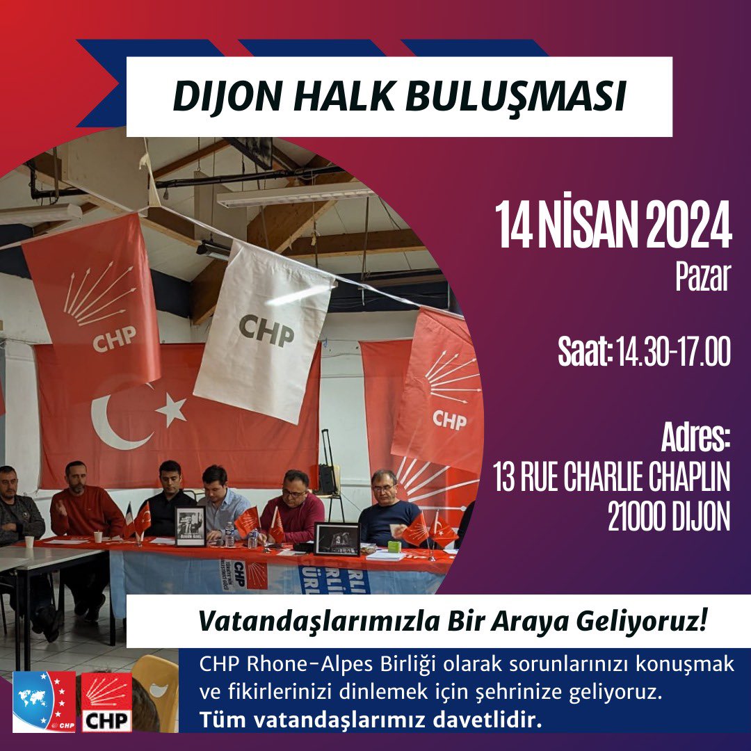 14 Nisan Pazar, Dijon Halk Buluşması 📍