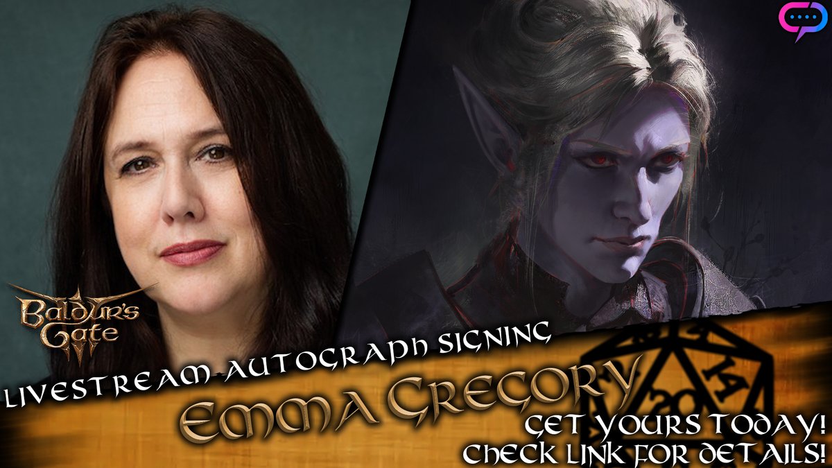 The talented Emma Gregory is going live TOMORROW! Get your Baldur's Gate III print today and watch it signed live by Minthara herself! Check link for prints and more details: hubs.ly/Q02sCSpV0 #BaldursGateIII #VoiceOfMinthara #MintharaBG3 #BaldursGateCommunity