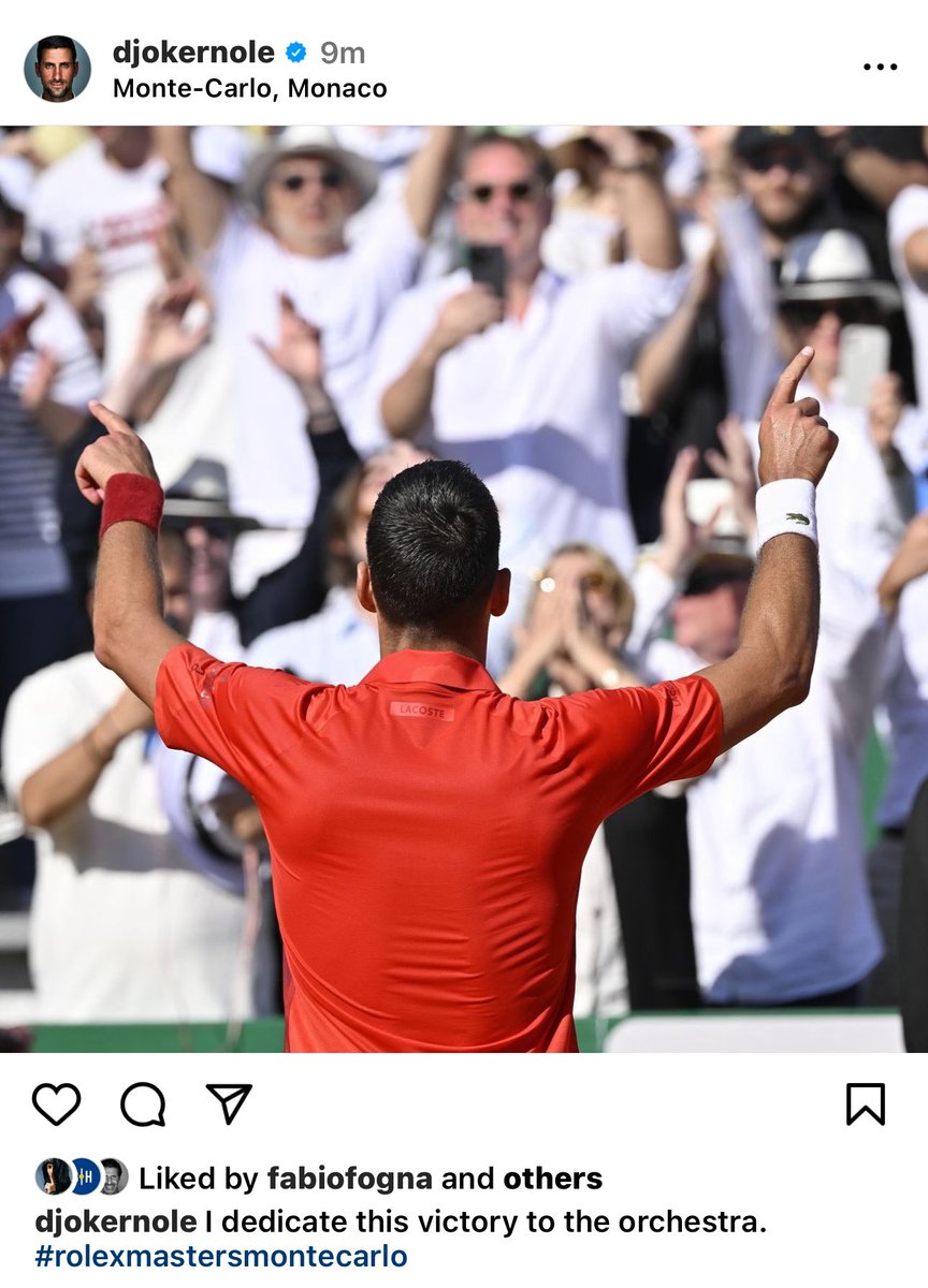 😅🎶 Djokovic on IG:

“I dedicate this victory to the orchestra”