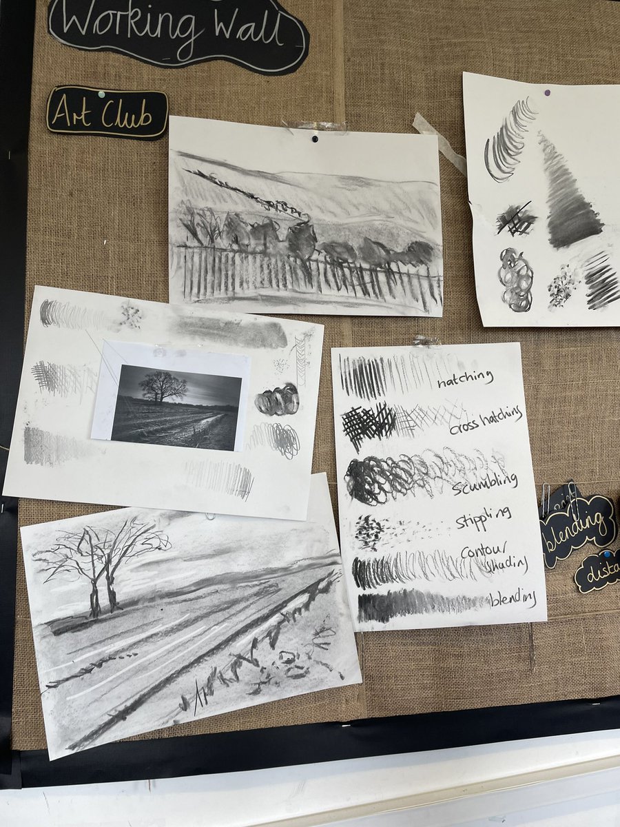 Some modelling from todays session @church_prim learning to to draw distance using charcoal with @year5and6church