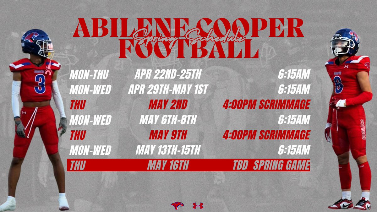 Spring Football Schedule #TCW #GPS
