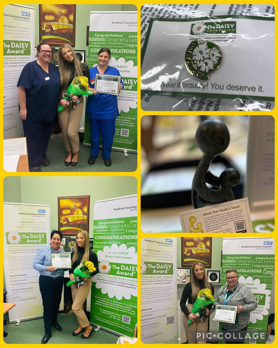 A day to remember.. Our very own Staff Nurse Iasha Thornton became The DAISY award Honouree for April. Your kindness and compassion really touched the hearts of a family in such a difficult circumstance. Thank you and Well done! @bthft @karendawber #daisyaward 🌼🏆