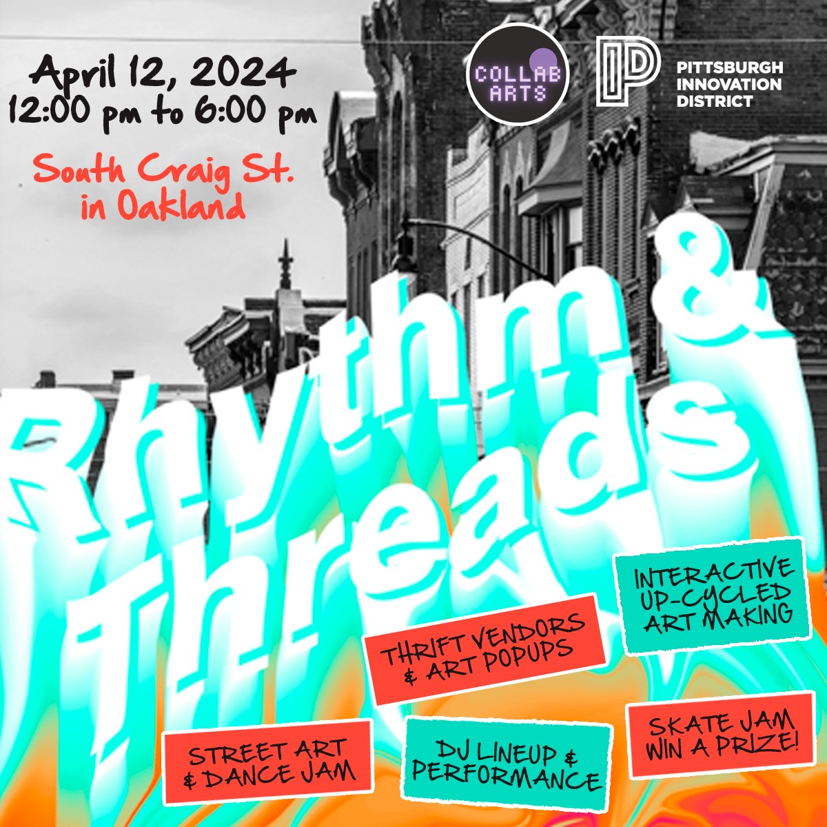 ⚠️ NOTICE ⚠️ South Craig Street will be closed tomorrow, April 12, from 12 p.m. to 6 p.m. for Rhythm & Threads, a project collaboration of the Pittsburgh Innovation District, 1Hood Media, and other participating groups. Learn more about the event at bit.ly/RhythmandThrea…