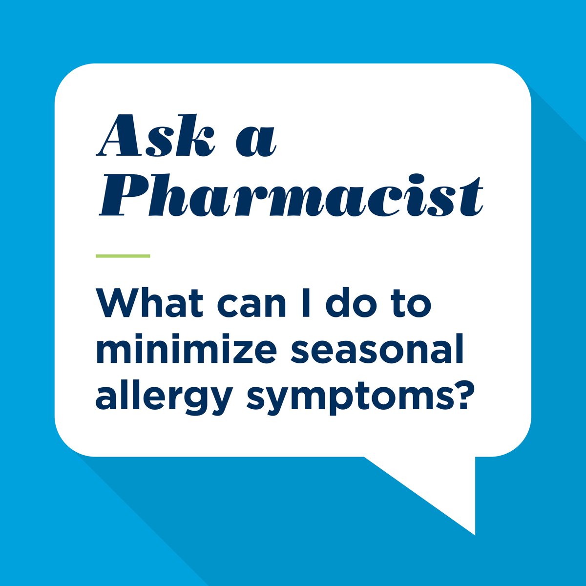 From avoiding triggers to trying OTC treatments, there are many things you can do to minimize your seasonal allergy symptoms. For advice on choosing an allergy treatment option for you, speak with our pharmacist. We're always here to help! 👍 #AskaPharmacist #AllergySeason