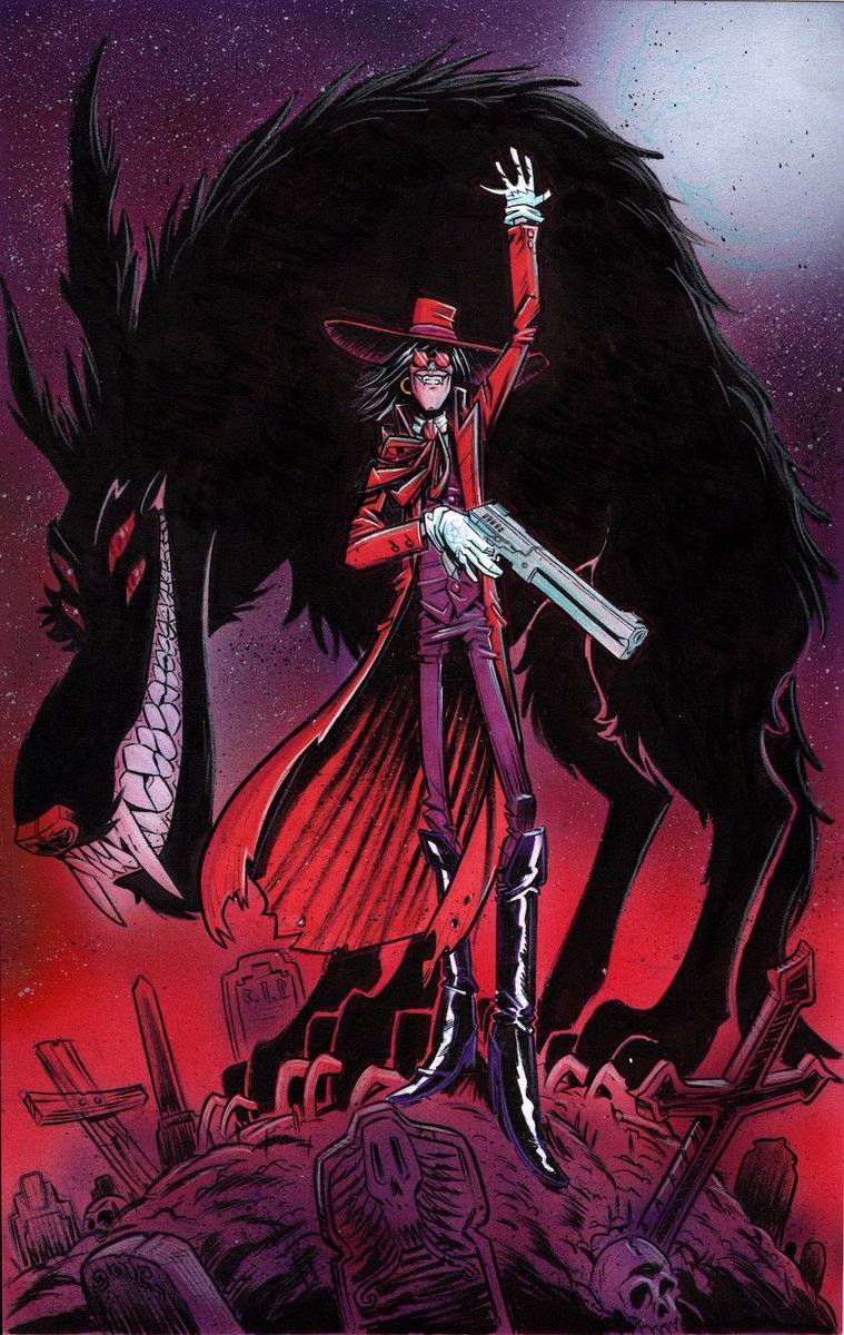 Alucard/HELSING original art color commission by @AaronConley77! 9x12! Aaron keeps leveling up! Especially since we added color as a commission option! His nonstop illustration assignments means likely no new list for a while. But be ready when it happens! felixcomicart.com