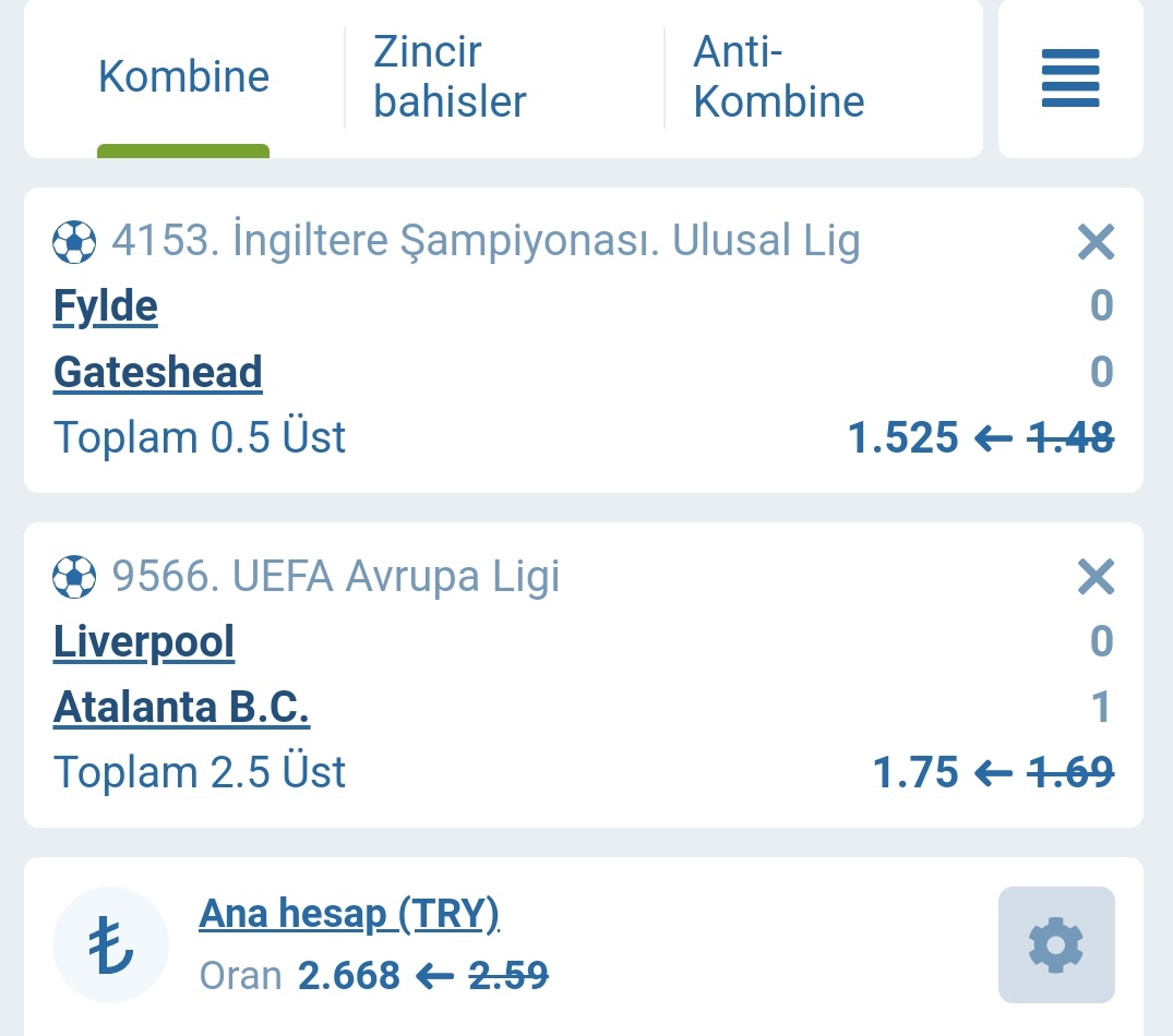 🔥İkili

Tercih: Canlıdan iki maçı kombinledim. Gelirse bizi takip eden bir kişiye supriz yapalım 🎁🎁

Oran: 2.67
 #bahis #iddaa #bet #rolling #banko #kupon #tonalibetting #kasakatlama #Canlibahis  #livebet  #futbol #canliiddaa #sportsbetting #basketbol #iddaatahmin #nesine