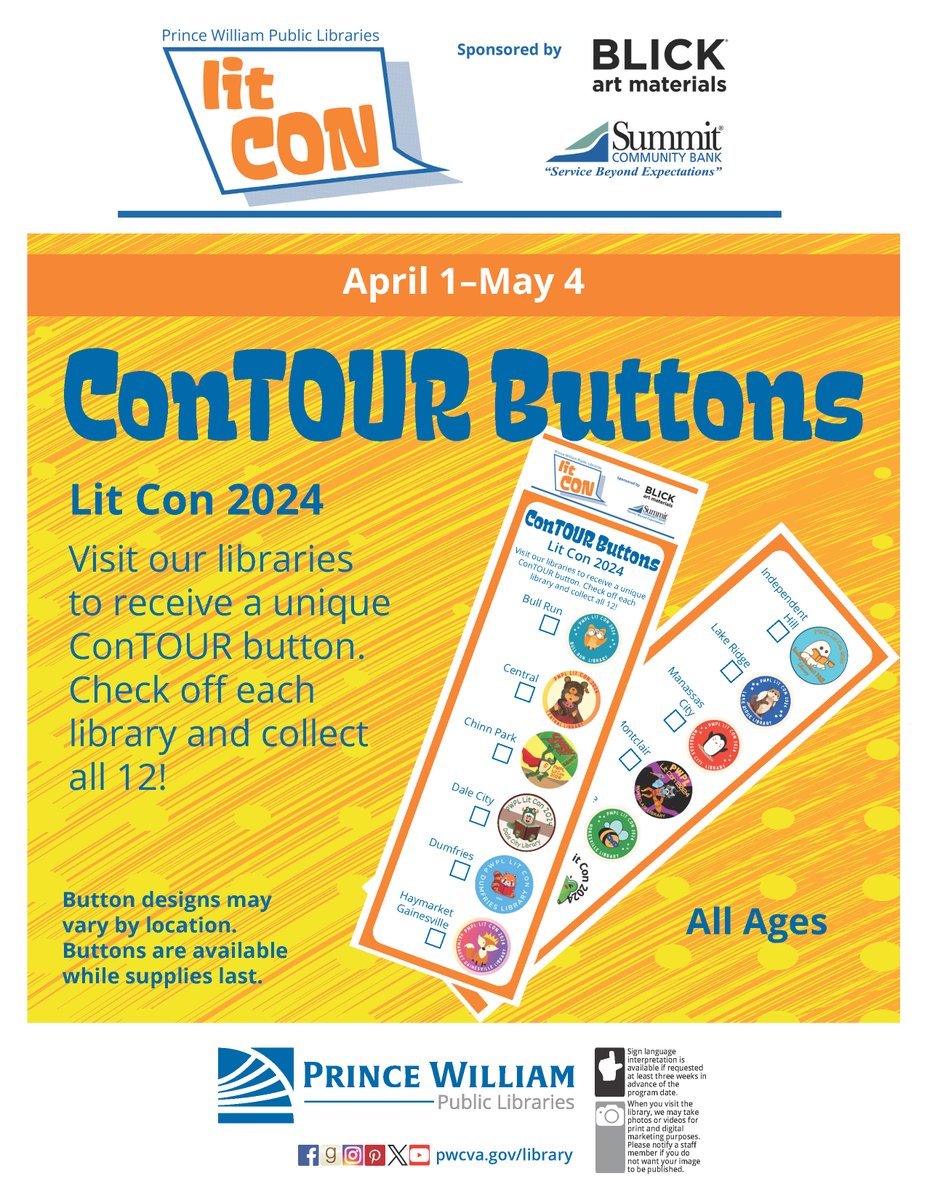 PrinceWmLibrary's tweet photo. How many buttons have you scored so far? β¨ (1/2)
#PWPLibraries #PWPLLitCon #LitCon https://t.co/fuiD7WeijX