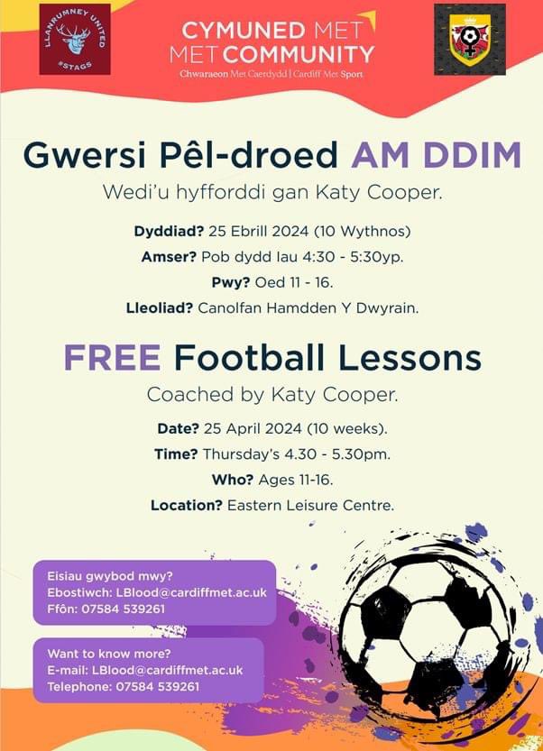 Free football sessions in partnership with @cardiffmet and @Llan_UtdJuniors 🙌🏼 ⚽️ @easternhighcdf