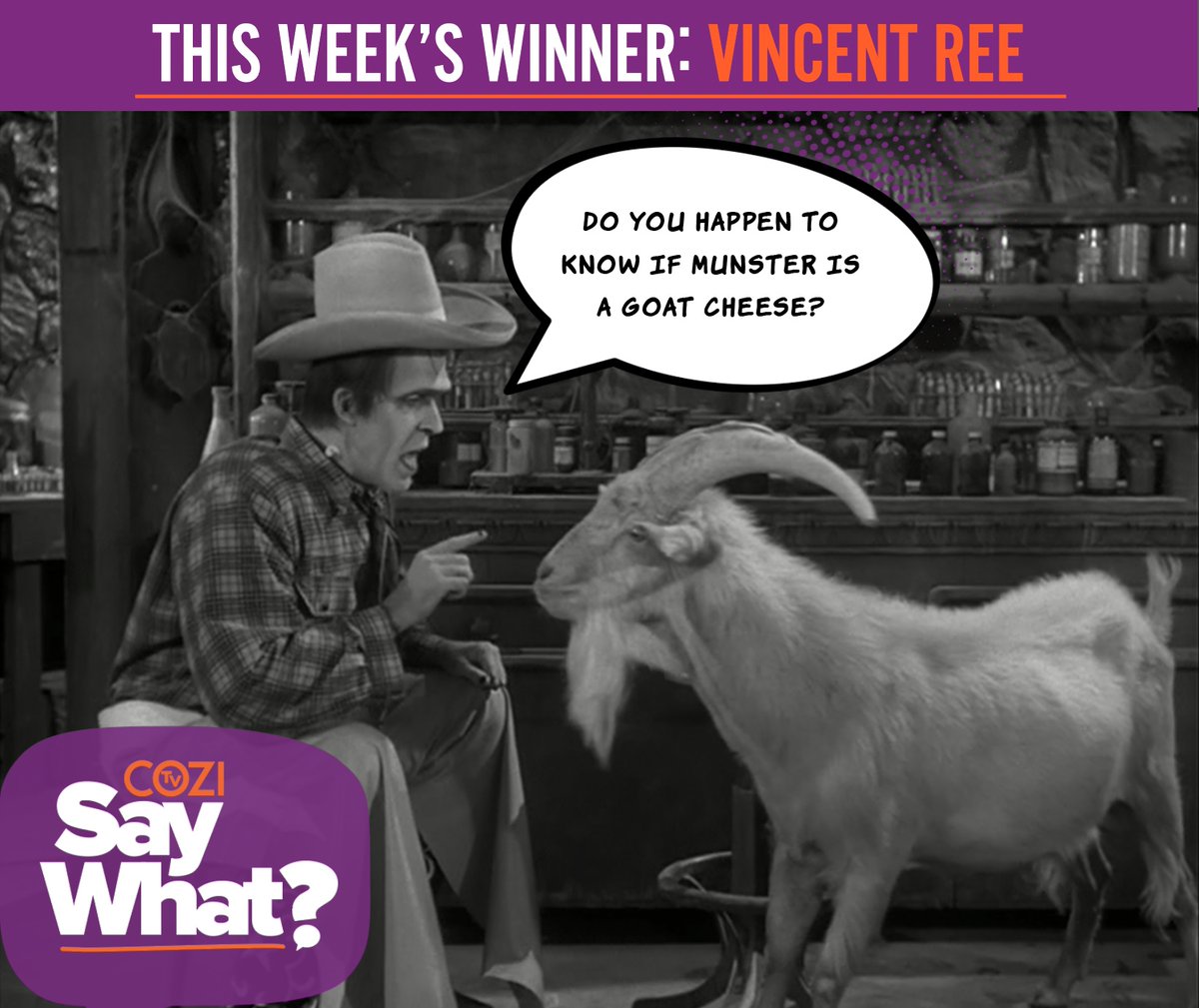 We normally don't like to get 'cheesy' but this week's #COZISayWHAT winner was pretty gouda. The Muensters! Let's give a round of applause to Vincent Ree winner of a @gomohu Leaf 50 Amplified Indoor HDTV Antenna! 👏👏👏