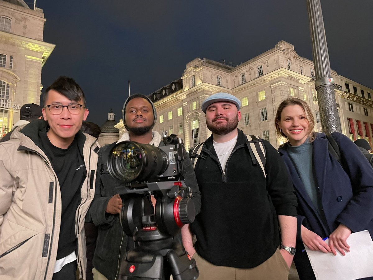 So proud to see our film up on Piccadilly lights this evening. The six stars of the film are the heroes but hats off to the creatives behind the camera. Nixon, Ayanle, George, Jo and Artur (out of shot), you’re amazing! #WorldParkinsonsDay2024