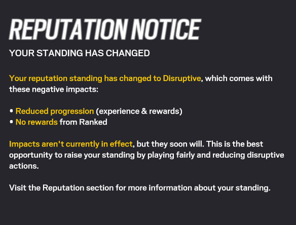 Ex_StreamX's tweet image. I went from esteemed to disruptive in TWO GAMES, in a five stack. Didnt type in all chat.

siege rep is a joke