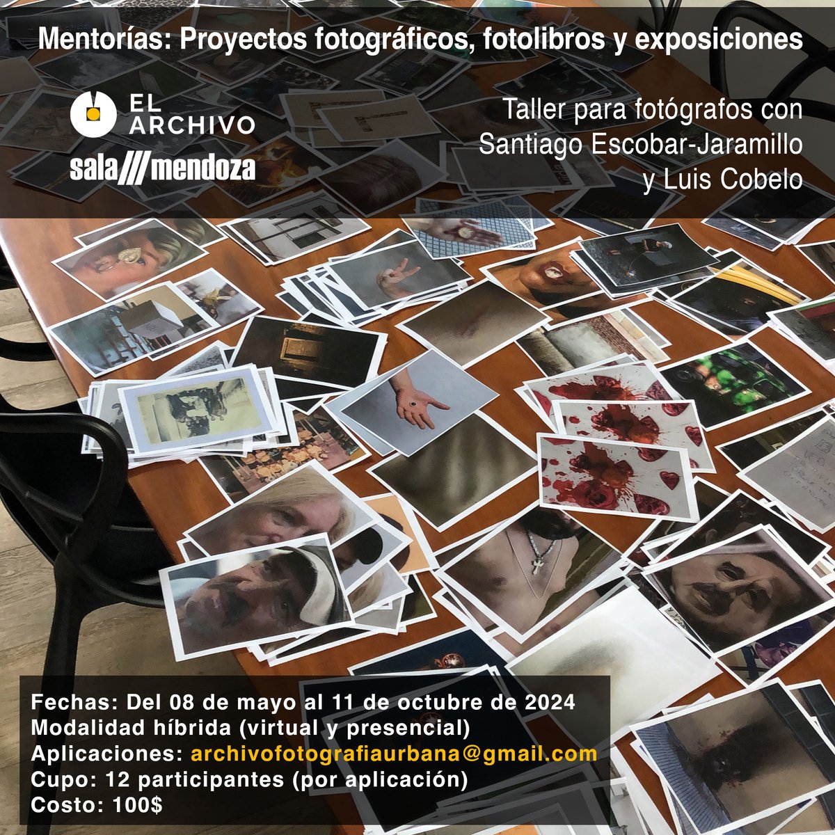 Archivo Fotografía Urbana (@elarchivove) on Twitter photo #ElArchivo y la <a href="/Sala_Mendoza/">Sala Mendoza</a> invitan a un taller en modalidad híbrida de proyectos fotográficos con @luiscobelo y <a href="/escob4rt/">Santiago Escobar-Jaramillo</a>
Pueden aplicar enviando un portafolio (15 imágenes) y su reseña biográfica al correo: archivofotografiaurbana@gmail.com #ElArchivo y la <a href="/Sala_Mendoza/">Sala Mendoza</a> invitan a un taller en modalidad híbrida de proyectos fotográficos con @luiscobelo y <a href="/escob4rt/">Santiago Escobar-Jaramillo</a>
Pueden aplicar enviando un portafolio (15 imágenes) y su reseña biográfica al correo: archivofotografiaurbana@gmail.com