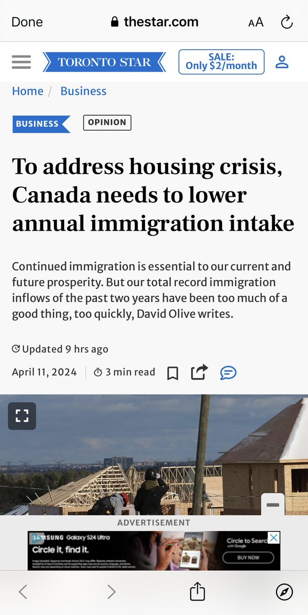 Oh dear. The Star saying something that would have been decried as blasphemy just a few months ago. “Canada needs to lower annual immigration intake” Some of us have been saying it for a long time. The current pace of intake is insane.