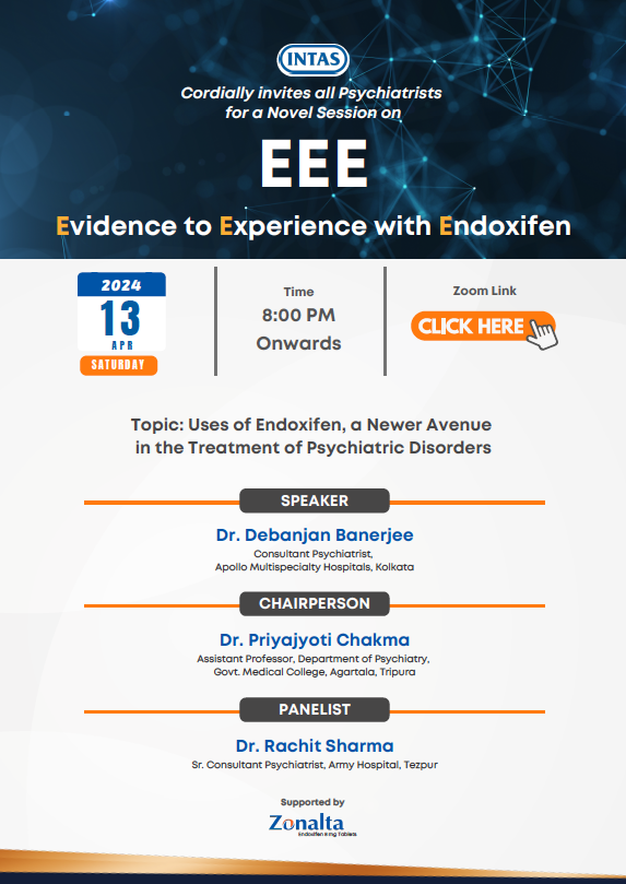 #webinar ALERT 📢 EVIDENCE TO EXPERIENCE with ENDOXIFEN in psychiatry Please join: zoom.us/j/98454849305?… Meeting ID: 984 5484 9305 Passcode: 120769 #AcademicChatter #academictwitter #psychiatry #pharmacology #psychtwitter