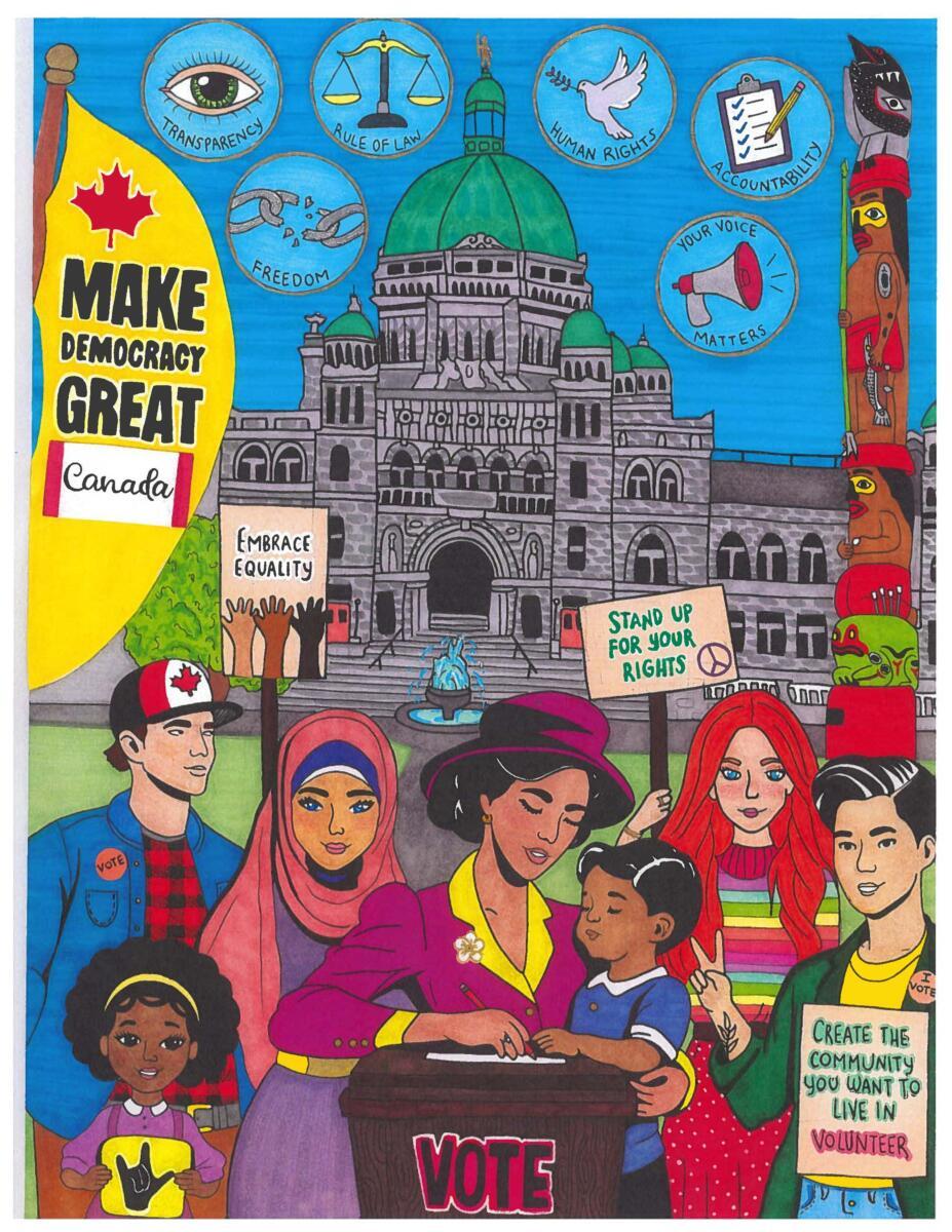 We’ve announced the winners of the Democracy and Me art contest for children and youth in BC! Congratulations to Chloe Chiang, Joyce Lee, and Jayla Boudewyn on their winning artwork. See their inspiring pieces: bcleg.ca/3UhgXbO. #BCLeg #BCpoli