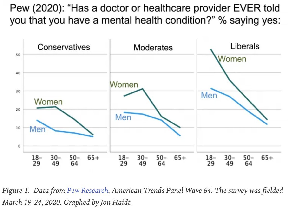 @LaurieRoberts @azcentral Of note: 56% of liberal white women aged 18-29 have been diagnosed with a mental health condition