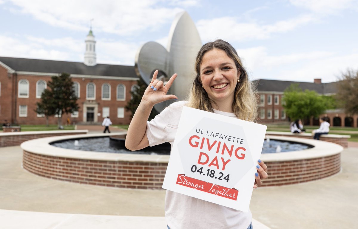 We’re one week away from UL Lafayette Giving Day on April 18! Join alumni, parents, faculty, staff, students and supporters as we come together to celebrate 125 years of progress within our University. #RaginCajunsGive ➡️ givingday.louisiana.edu