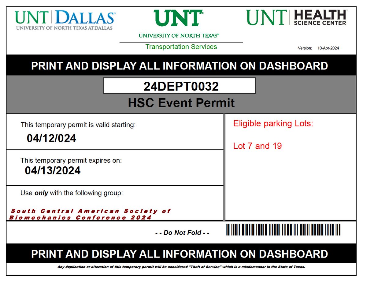 Parking Information is here:
Address: 1000 Montgomery St, Fort Worth, TX 76107
Parking lots &amp; permit attached here and sent via email. We will also have copies at the registration desk.