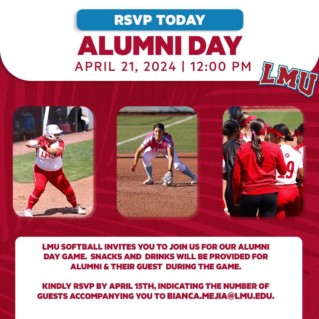 🚨: Calling all alumni! Don’t miss out on our fun Alumni Day game April 21st against the Santa Clara Broncos! RSVP today! 🦁🥎 #RestoreTheRoar