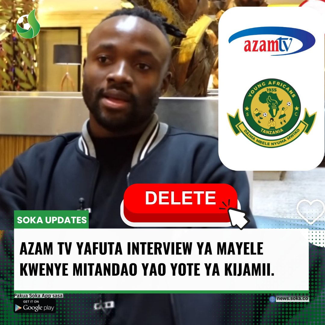 Azam TV wamefuta interview ya Mayele 👇👇

news.soka.co/news/azam-tv-y…

#mayele
#azamtv