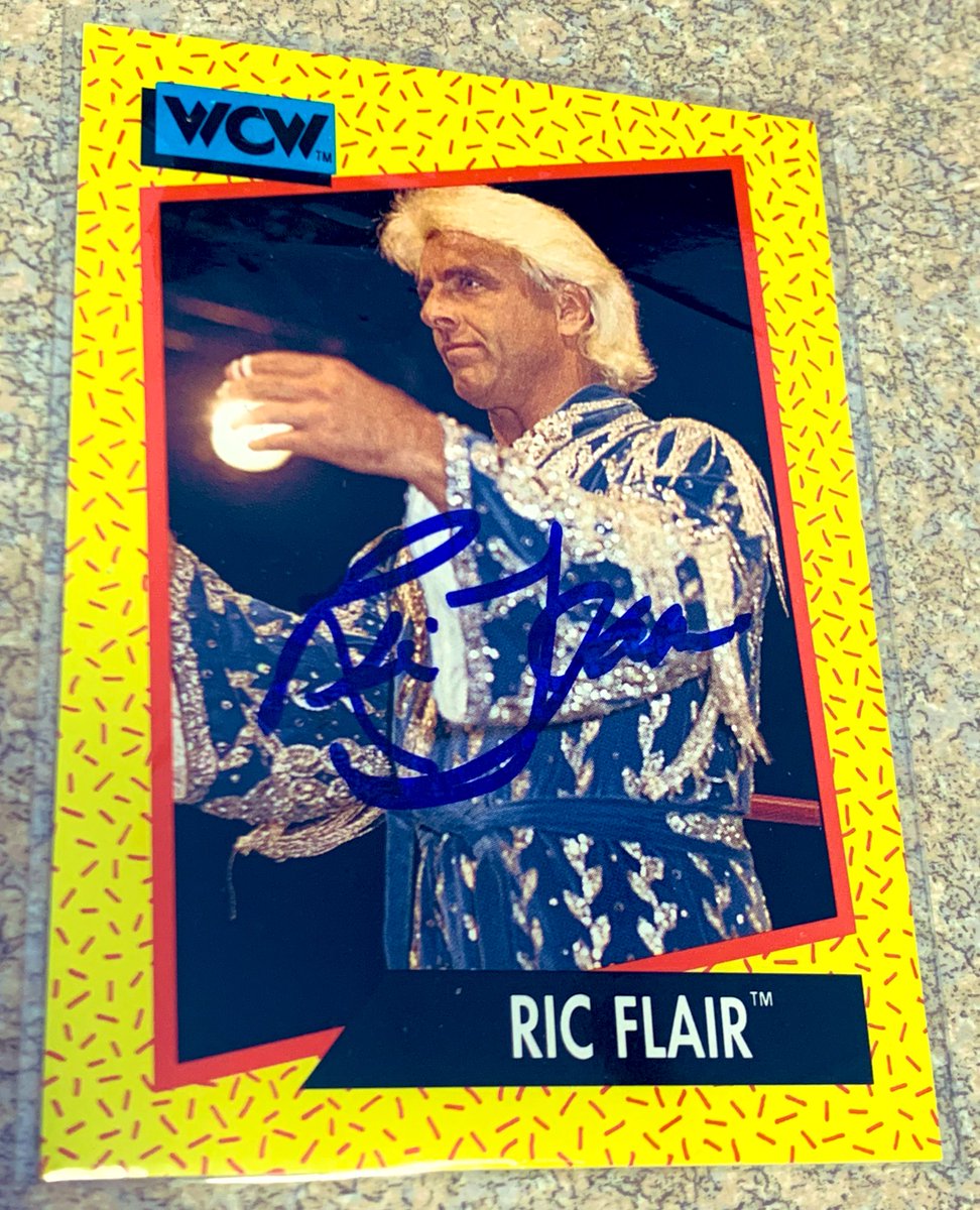 HUGE THANKS @powersco for the smooth & easy process with the @RicFlairNatrBoy signing! This 1991 Impel WCW card came back looking pristine. WOOOOO!