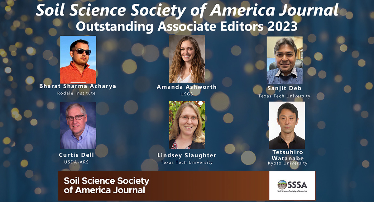 Soil Science Society of America Journal (@sssajournal) on Twitter photo Congratulations to SSSAJ's Outstanding Associate Editors of 2023!
<a href="/RodaleInstitute/">Rodale Institute</a> <a href="/USGS/">USGS</a> <a href="/TexasTech/">Texas Tech University</a> <a href="/TTUDAVISCOLLEGE/">Texas Tech Davis College</a> <a href="/univkyoto/">京都大学</a> <a href="/KyotoU_News/">Kyoto University</a>
Bharat Sharma Acharya, Amanda Ashworth, Sanjit Deb, Curtis Dell, Lindsey Slaughter, Tetsuhiro Watanabe
acsess.onlinelibrary.wiley.com/doi/epdf/10.10… Congratulations to SSSAJ's Outstanding Associate Editors of 2023!
<a href="/RodaleInstitute/">Rodale Institute</a> <a href="/USGS/">USGS</a> <a href="/TexasTech/">Texas Tech University</a> <a href="/TTUDAVISCOLLEGE/">Texas Tech Davis College</a> <a href="/univkyoto/">京都大学</a> <a href="/KyotoU_News/">Kyoto University</a>
Bharat Sharma Acharya, Amanda Ashworth, Sanjit Deb, Curtis Dell, Lindsey Slaughter, Tetsuhiro Watanabe
acsess.onlinelibrary.wiley.com/doi/epdf/10.10…